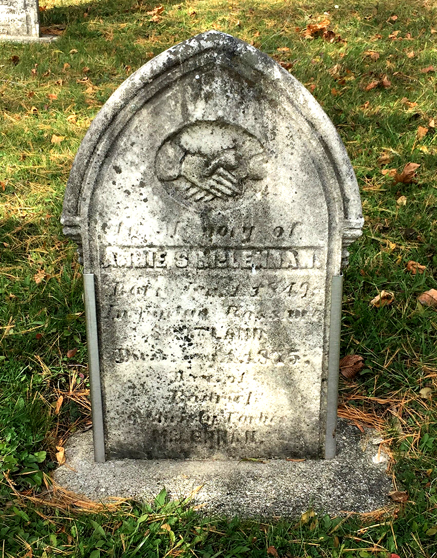 Photo of headstones/Annie S McLennan d1875 hdstn Queen Hill cem Kincardine ON